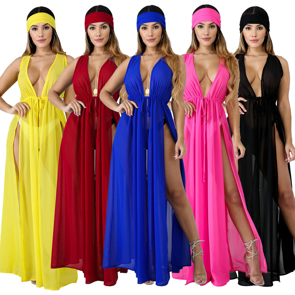 Amazon women's new cardigan chiffon dress longline outerwear cape 2019 hot selling beach dress cover-up