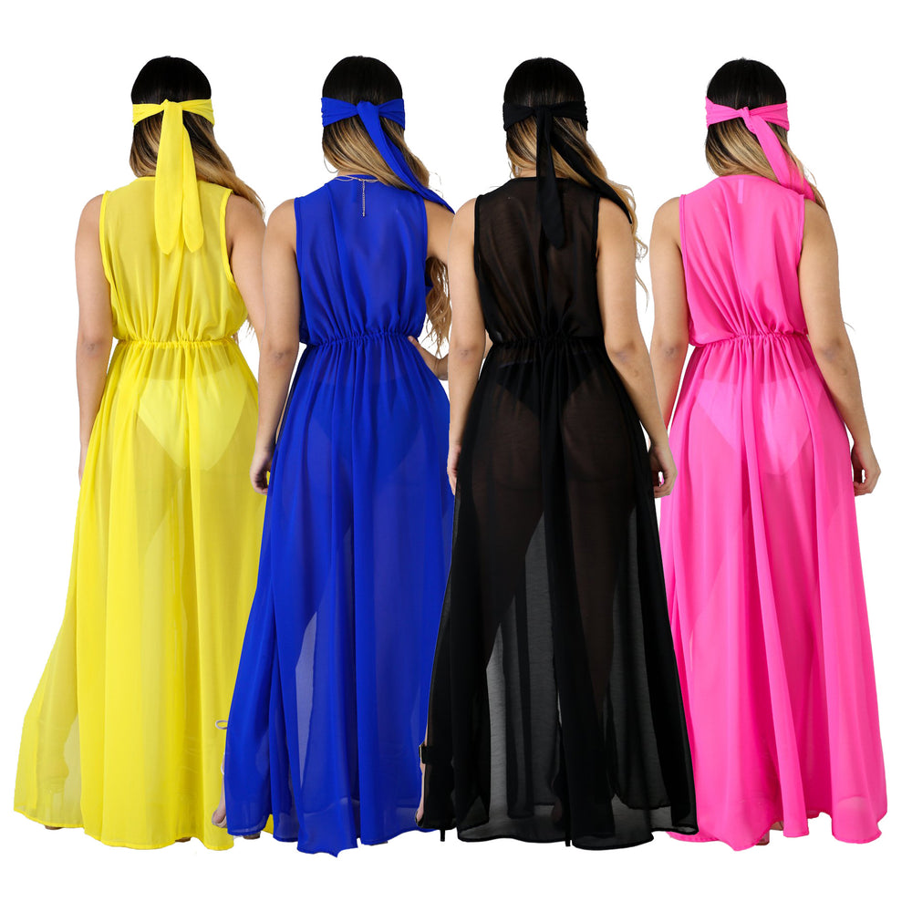 Amazon women's new cardigan chiffon dress longline outerwear cape 2019 hot selling beach dress cover-up