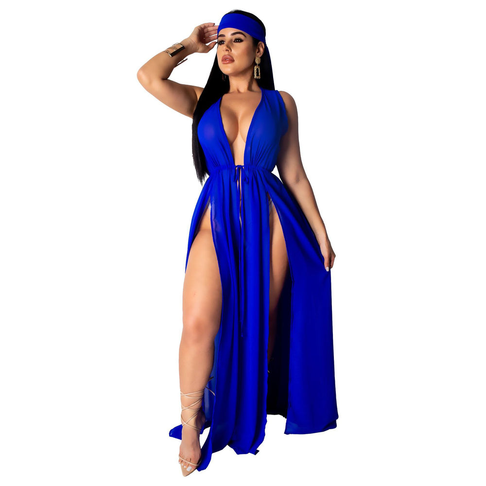 Amazon women's new cardigan chiffon dress longline outerwear cape 2019 hot selling beach dress cover-up