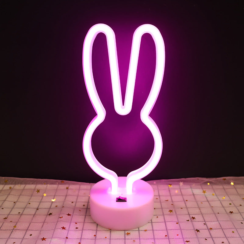 LED neon decorative light, bedroom love dinosaur snowman shape night light USB battery box led shape night light