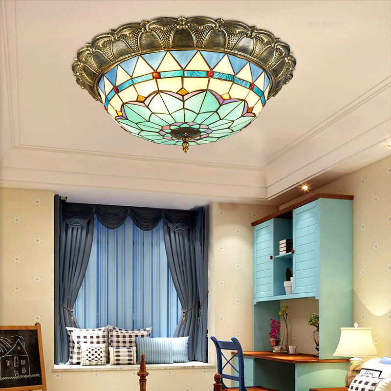 Mediterranean style LED ceiling light bedroom room light Tiffany stained glass entry living room dining room lighting