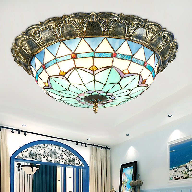 Mediterranean style LED ceiling light bedroom room light Tiffany stained glass entry living room dining room lighting