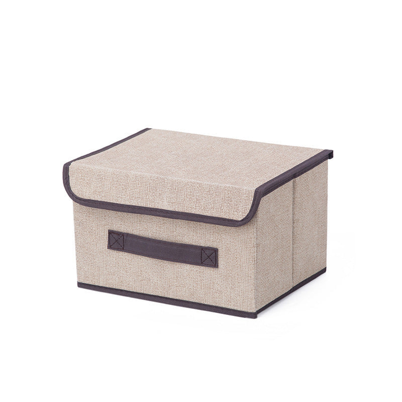 Imitation linen fabric storage box foldable clothing sundries portable dustproof storage box with lid folding storage box wholesale