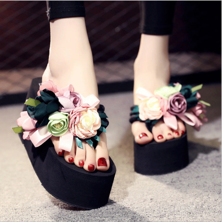 Shining white flip-flops women's summer fashion outwear thick solenon-slip vacation seaside women's beach slippers