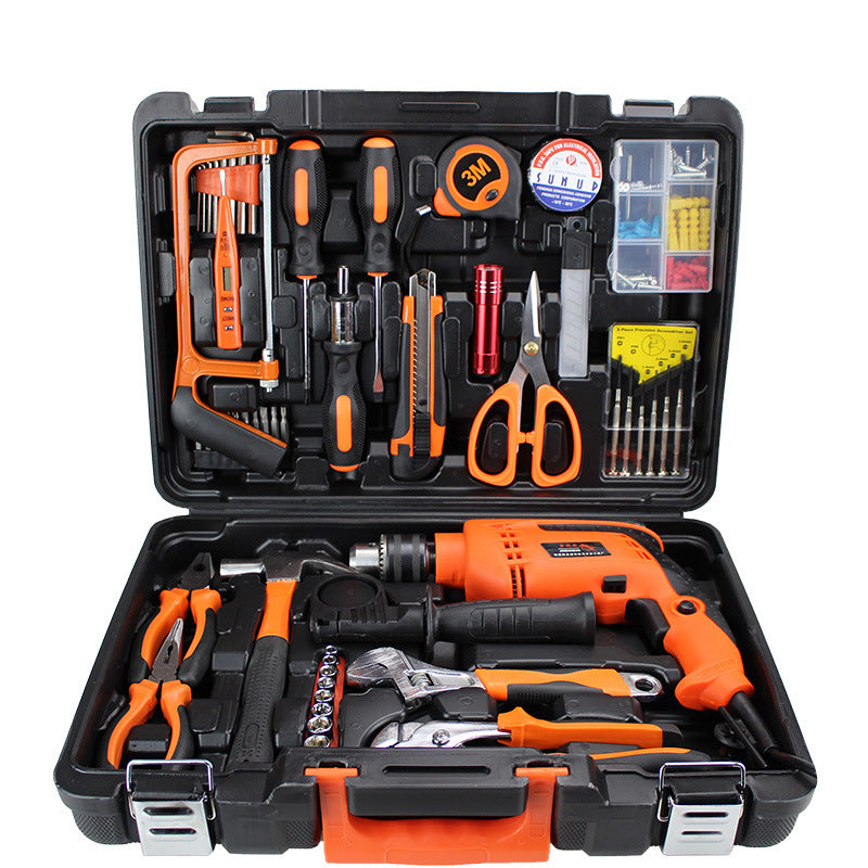 Impact drill toolbox set Household hand electric drill 13mm electric drill Household combination Hardware set Electrical auto repair