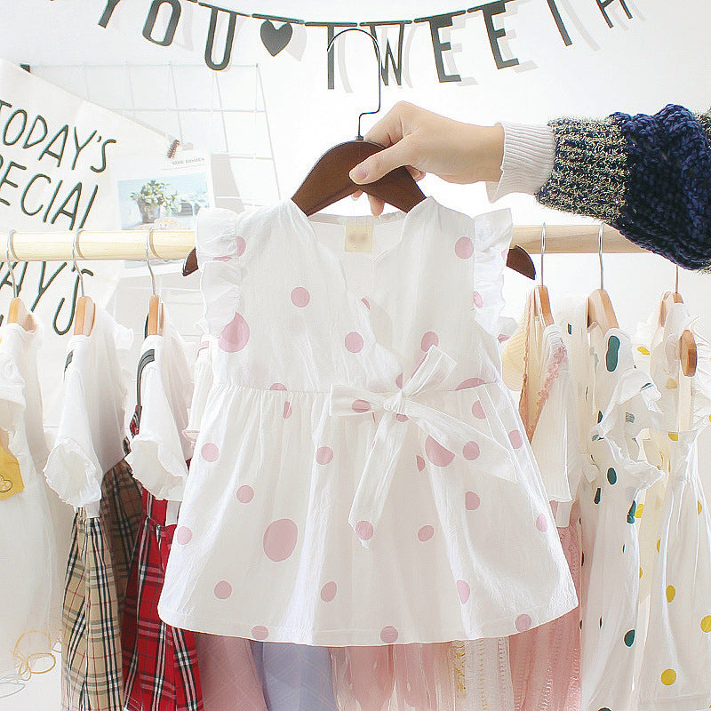 Baby summer korean style dress 0-3 years old infant short sleeve dress girls' summer long dress children's clothing