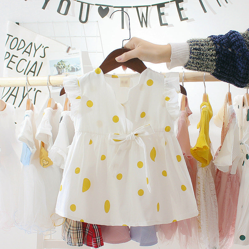 Baby summer korean style dress 0-3 years old infant short sleeve dress girls' summer long dress children's clothing