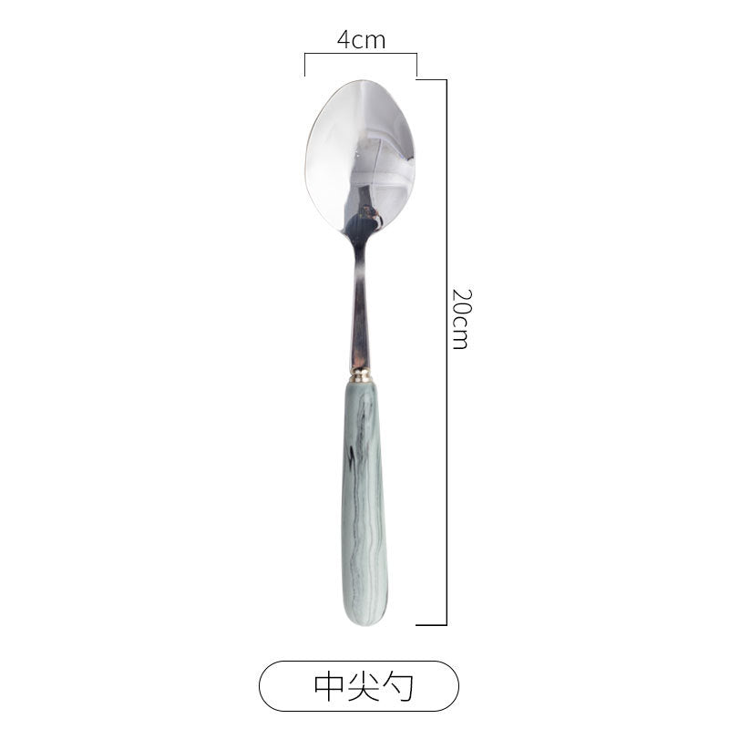 Chaobai ceramics scandinavian marble pink ceramic western steak knife stainless steel fork spoon chopsticks tableware