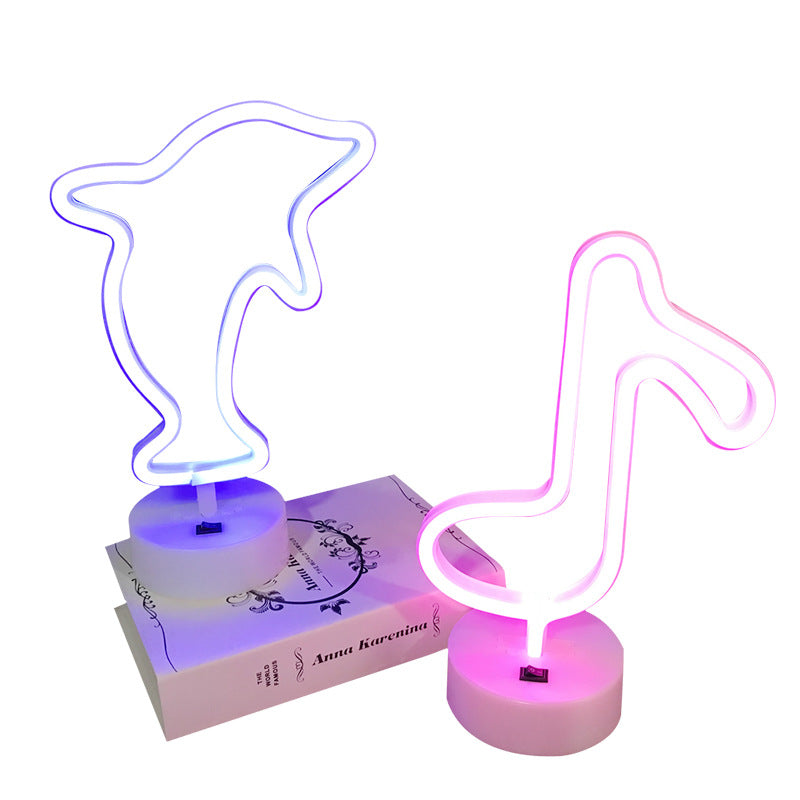 LED neon decorative light, bedroom love dinosaur snowman shape night light USB battery box led shape night light