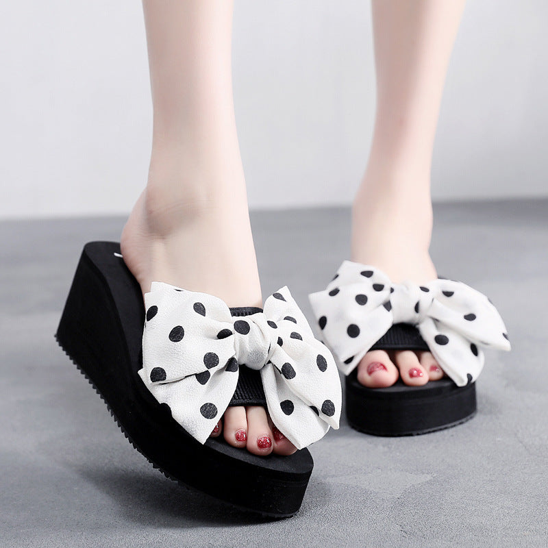 Shanjiao 2025summer 6cm high heel slippers women's summer pine cake thick sole sandals easiest for matchfashion beach flip-flops