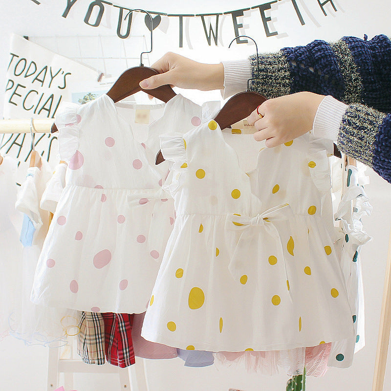 Baby summer korean style dress 0-3 years old infant short sleeve dress girls' summer long dress children's clothing