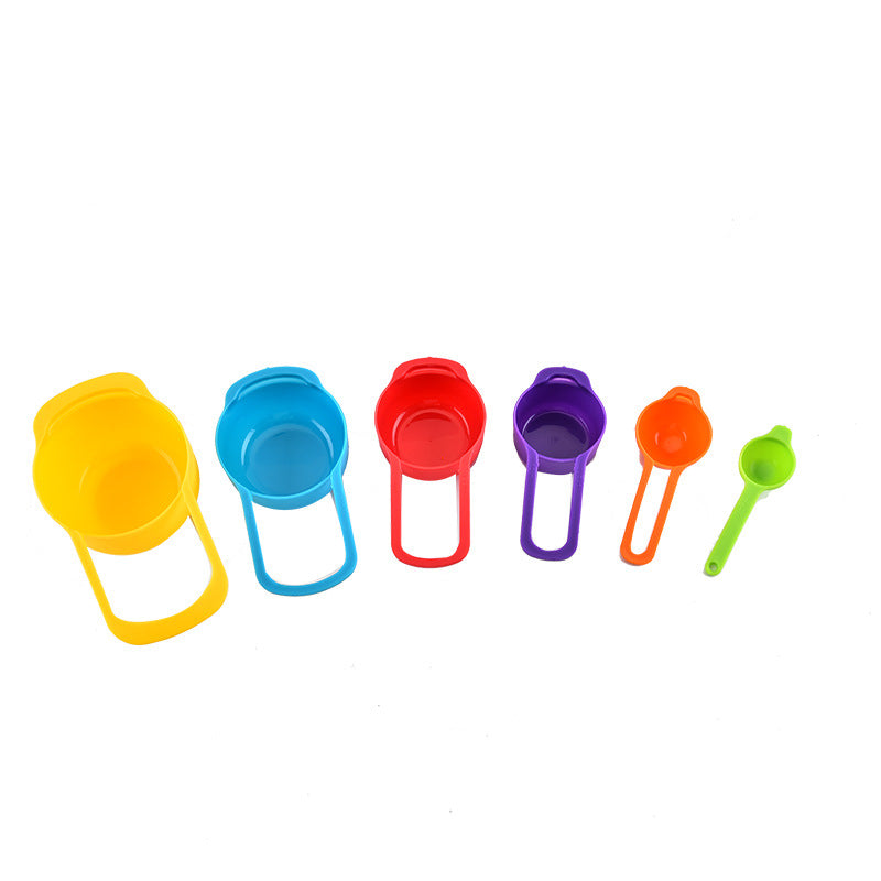 Food-grade PP measuring spoon six-piece set, baking measuring spoon set, with graduated measuring cup, color with color box, cross-border hot sale