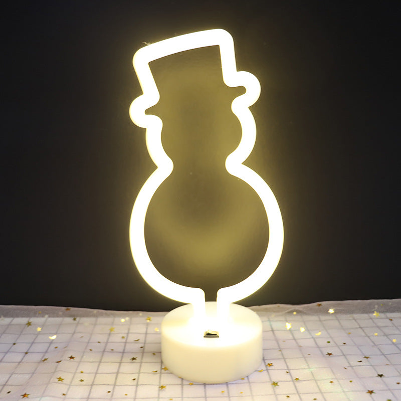 LED neon decorative light, bedroom love dinosaur snowman shape night light USB battery box led shape night light