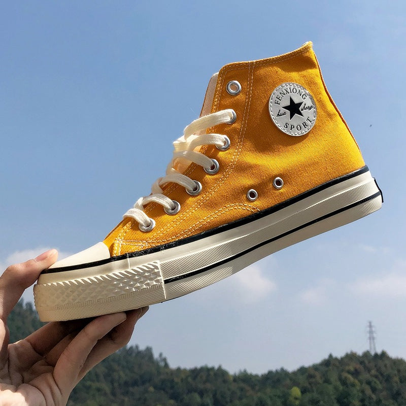 1970s retro skate shoes korean style trendy summer breathable versatile student high-top canvas shoes men's couple fashion sneakers