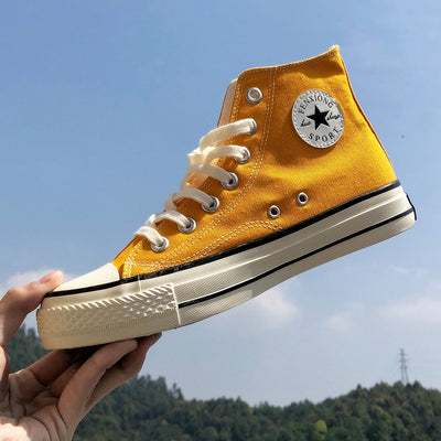 1970s retro skate shoes korean style trendy summer breathable versatile student high-top canvas shoes men's couple fashion sneakers