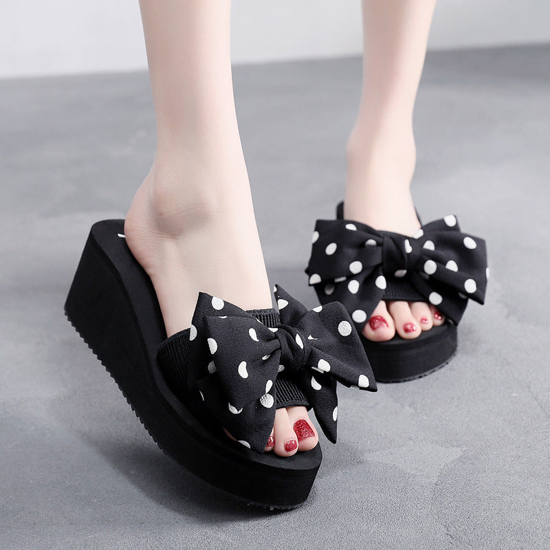 Shanjiao 2025summer 6cm high heel slippers women's summer pine cake thick sole sandals easiest for matchfashion beach flip-flops