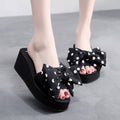 Shanjiao 2025summer 6cm high heel slippers women's summer pine cake thick sole sandals easiest for matchfashion beach flip-flops