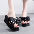 6cm flip-flops polka dot bow korean style black