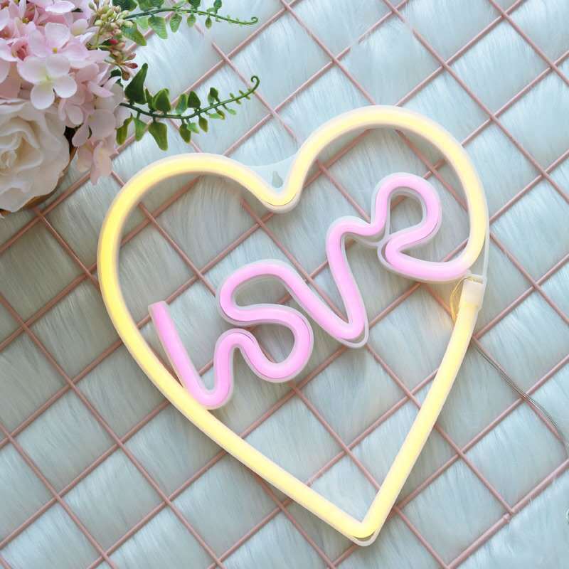 LED neon love letter modeling light ins girl soft girl decoration USB battery box colorful lights string Christmas lights