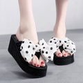 6cm flip-flops polka dot bow korean style white