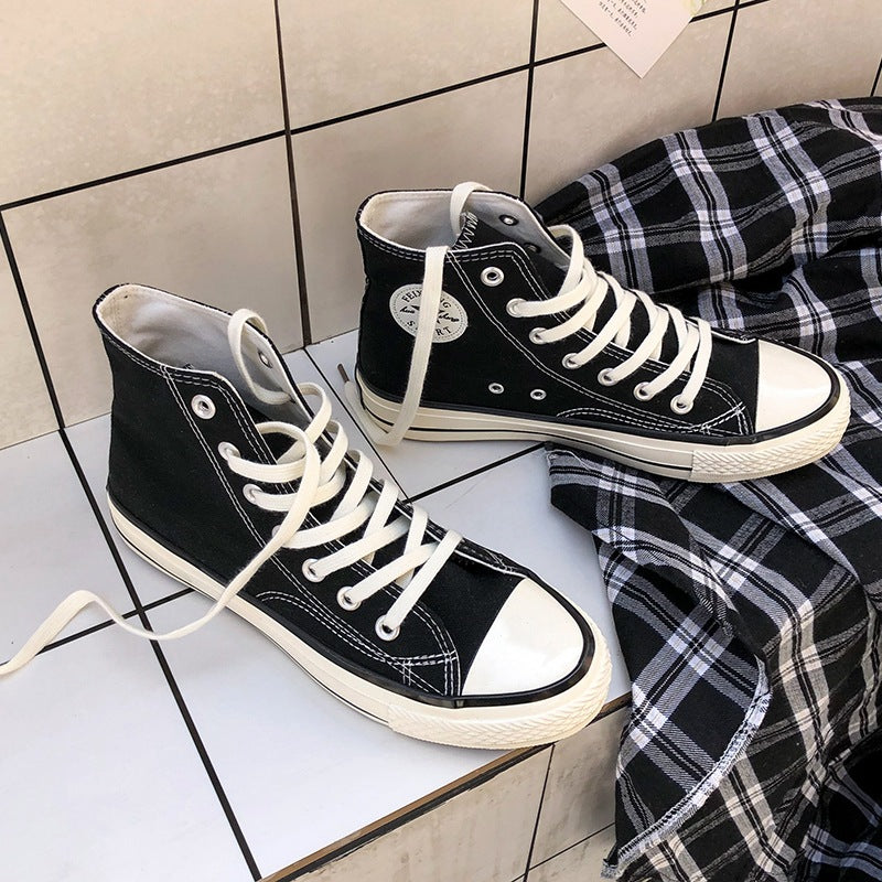 1970s retro skate shoes korean style trendy summer breathable versatile student high-top canvas shoes men's couple fashion sneakers