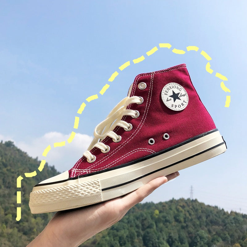 1970s retro skate shoes korean style trendy summer breathable versatile student high-top canvas shoes men's couple fashion sneakers