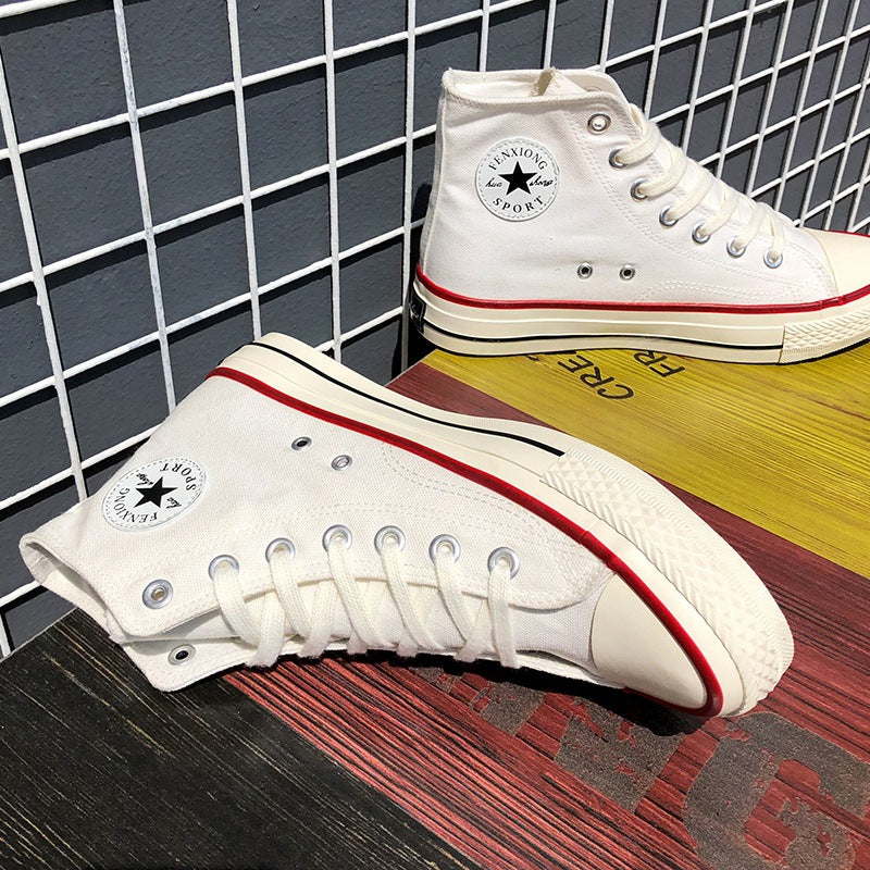 1970s retro skate shoes korean style trendy summer breathable versatile student high-top canvas shoes men's couple fashion sneakers