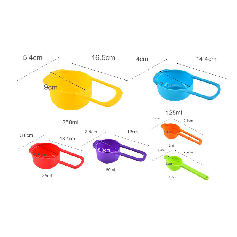 Food-grade PP measuring spoon six-piece set, baking measuring spoon set, with graduated measuring cup, color with color box, cross-border hot sale