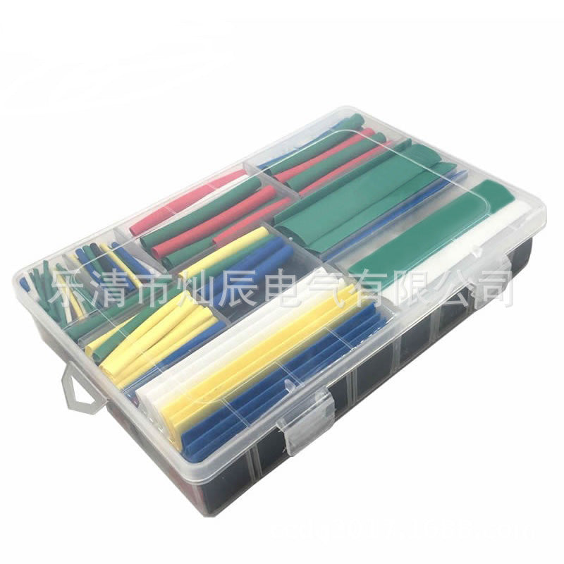 Cross-border e-commerce 385pcs boxed, color heat shrinkable tube combination, factory direct sales, heat shrinkable insulating sleeve
