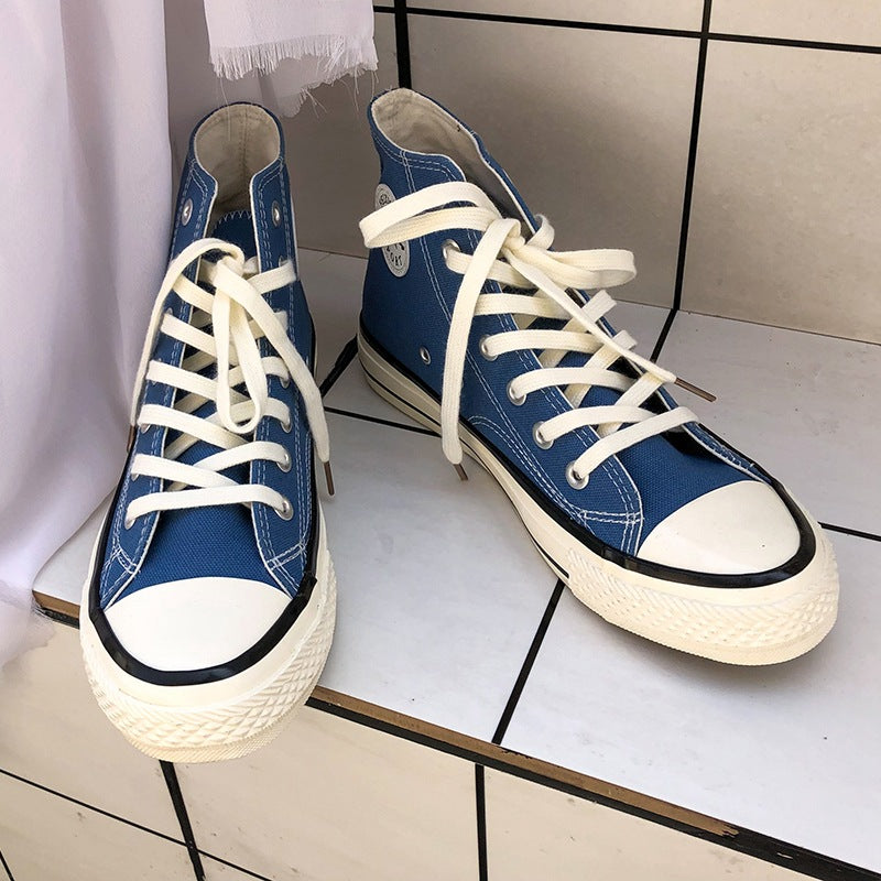 1970s retro skate shoes korean style trendy summer breathable versatile student high-top canvas shoes men's couple fashion sneakers