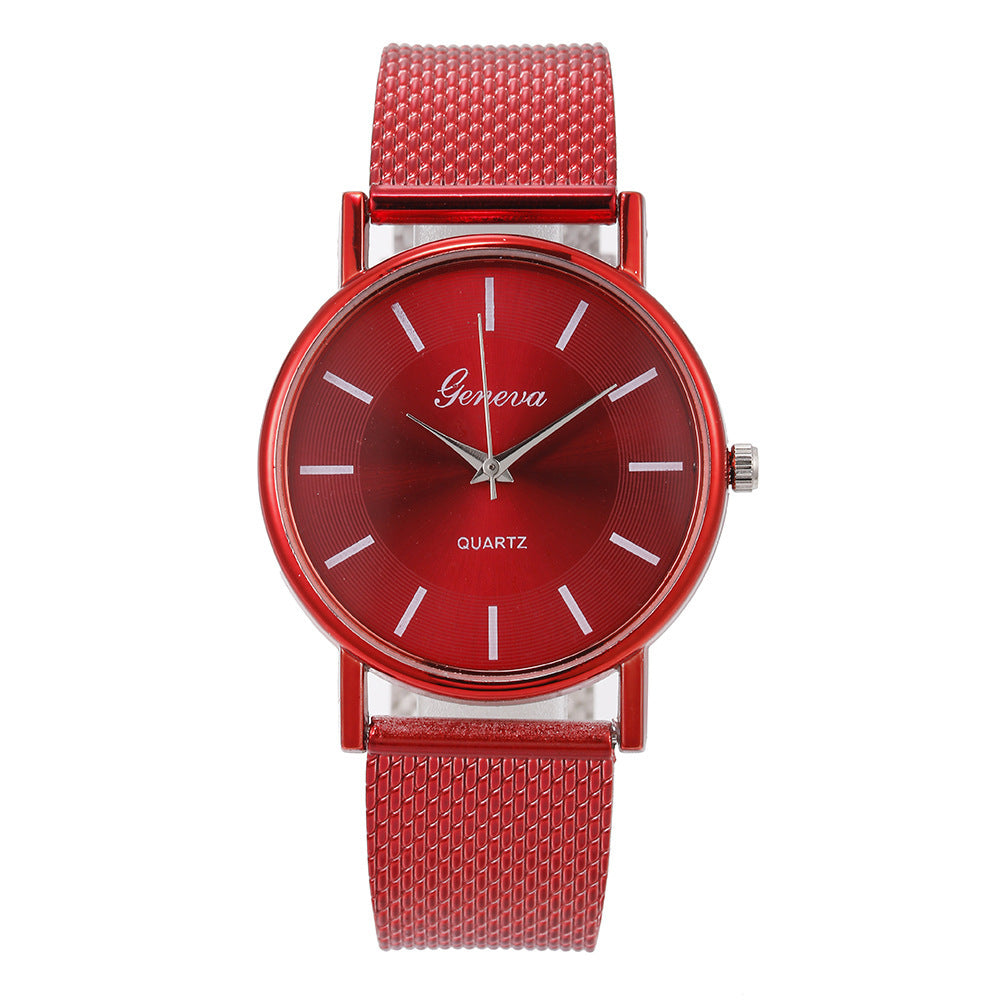 New aliexpress men's quartz wristwatch couple watch set women's casual fashion mesh strap watch ladies' watch
