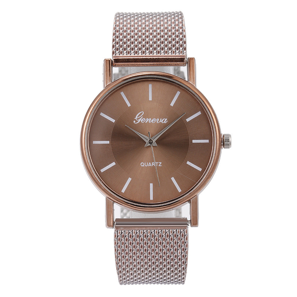 New aliexpress men's quartz wristwatch couple watch set women's casual fashion mesh strap watch ladies' watch