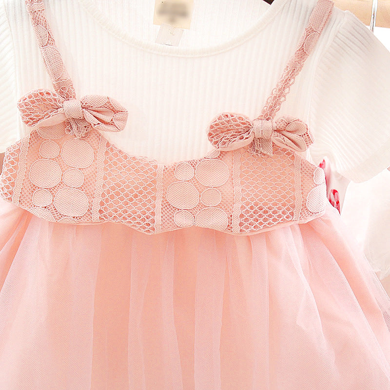 Korean style girls' summer 2019 new arrivals: girls' export short-sleeve dress, baby mesh princess dress, cross-border dropshipping