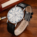 Stylish business gift three-eye men's quartz watch with blue light glass and leather strap