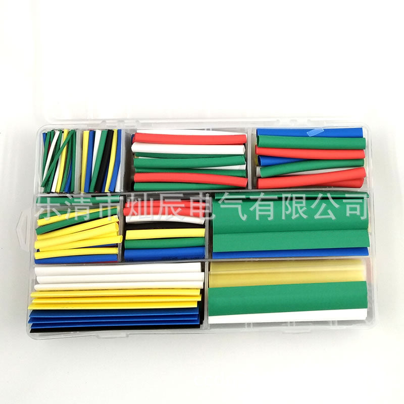 Cross-border e-commerce 385pcs boxed, color heat shrinkable tube combination, factory direct sales, heat shrinkable insulating sleeve