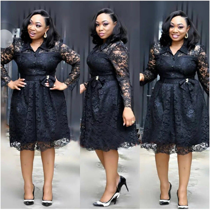 summer european and american plus size women's clothing - , ,  - elegant lace hollow-out a-line dress