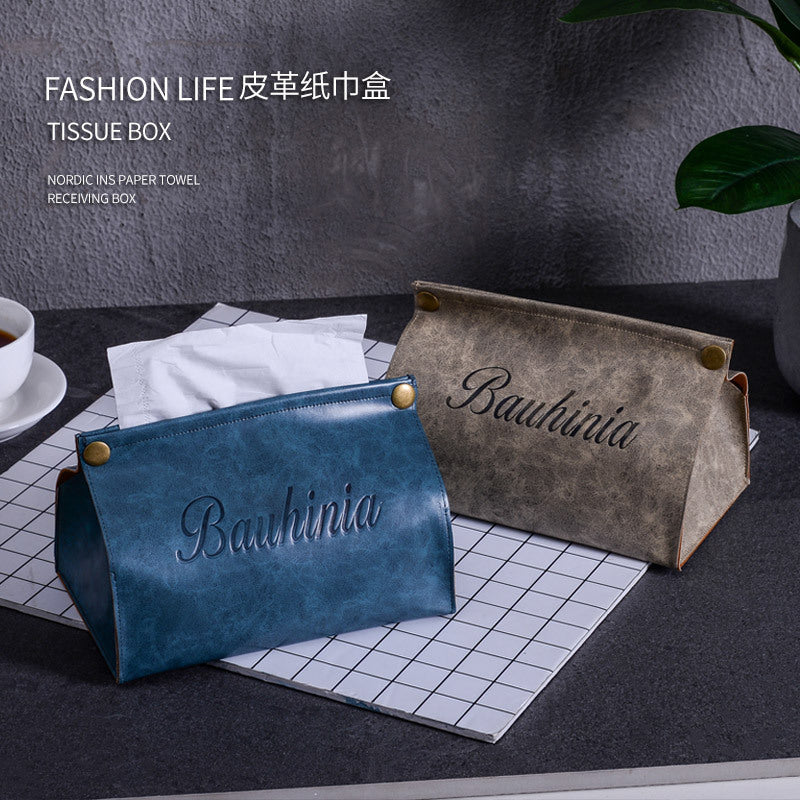 New ins Nordic leather tissue box pumping box living room home creative tissue cover coffee table fabric tissue bag