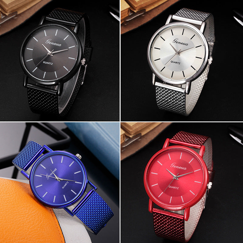 New aliexpress men's quartz wristwatch couple watch set women's casual fashion mesh strap watch ladies' watch