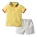 European and american kids' activewear set: baby rainbow casual polo shirt & shorts wholesale - trendy baby suit