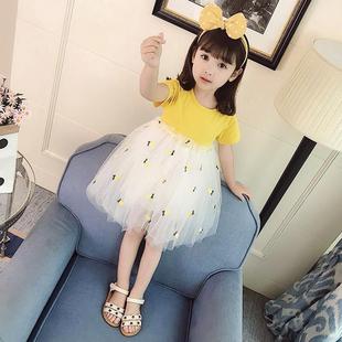 Export children's clothing: hot-selling european and american cartoon graffiti girls' chiffon sundress - dropshipping available