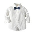 Korean style new boys' spring/autumn outfit: striped long-sleeve shirt, gentleman's vest, and three-piece children's suit set