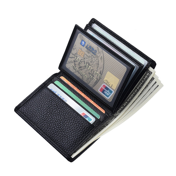 New Men's Short Wallet First Layer Cowhide Vertical Wallet Driving Document Bag Driving License Card Holder Wallet