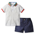 European and american kids' activewear set: baby rainbow casual polo shirt & shorts wholesale - trendy baby suit