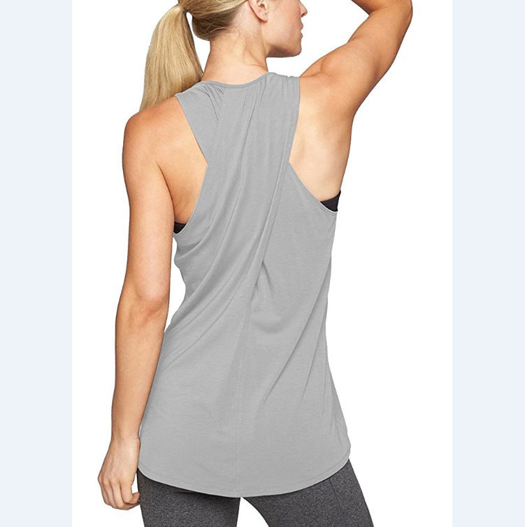 fitness sports tank top - european & american export women's fashion casual criss-cross yoga tank