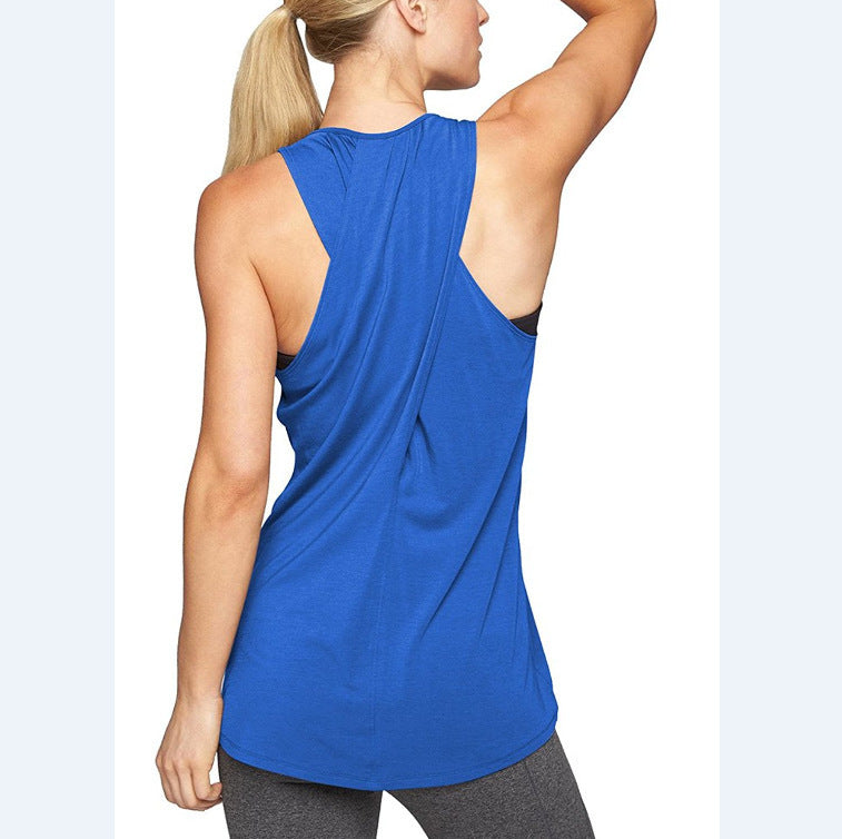 fitness sports tank top - european & american export women's fashion casual criss-cross yoga tank