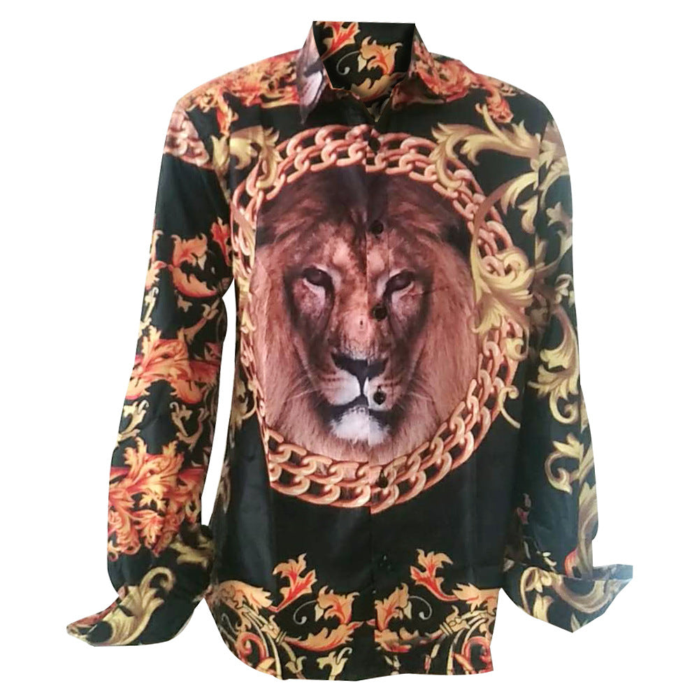spring new arrival: hot-selling european and american fashion men's african print casual long-sleeve shirt for export