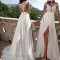 new cross-border export fashion european and american wedding dresses   sexy lace slit evening gowns long dresses