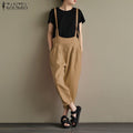 2026 cross-border wish amazon new european and american style women's vintage cotton linen overalls casual long pants - in stock