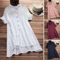 2025 ebay amazon casual women's raglan sleeve button-down pocket cotton linen shirt - new arrival