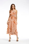 2025ebay fashion black and white geometric printingloosedress large hem long skirt spring and summer women's clothing